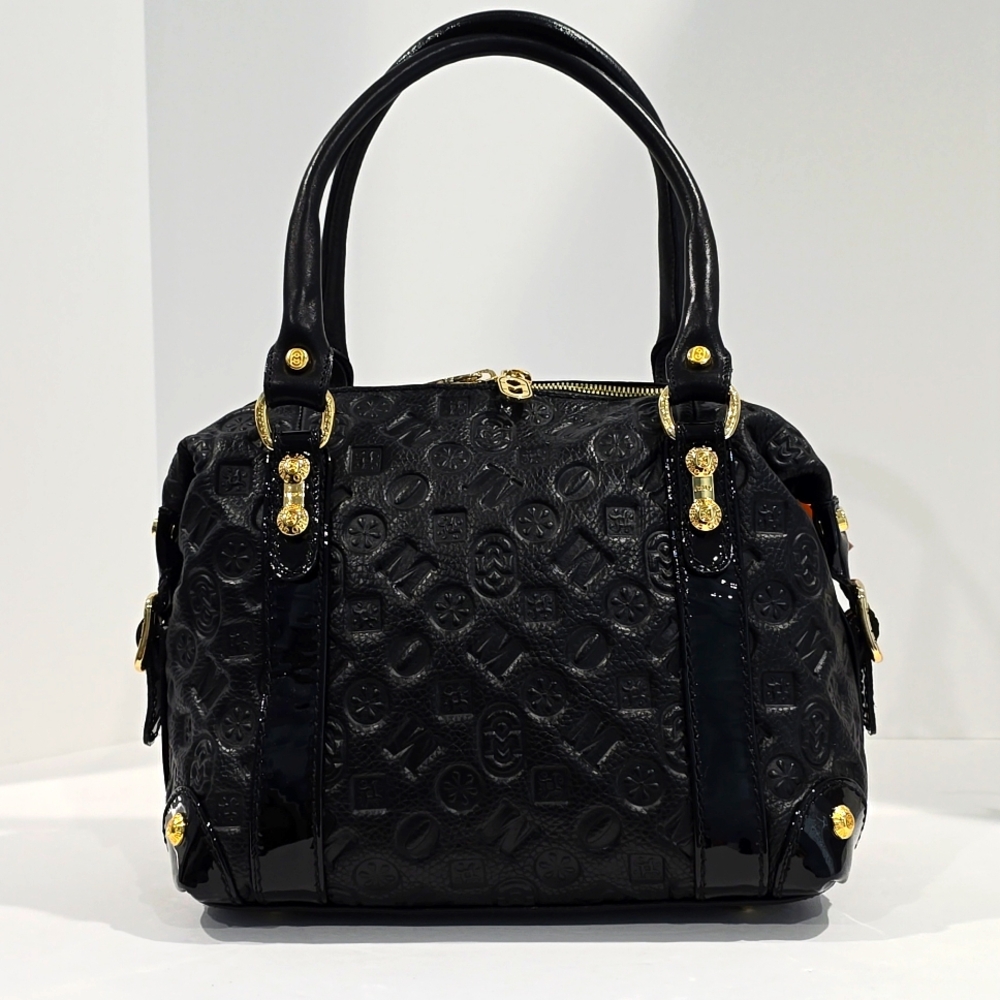 MARINO ORLANDI DESIGNER #4717 Genuine Embossed Leather Bag BLACK ✨
